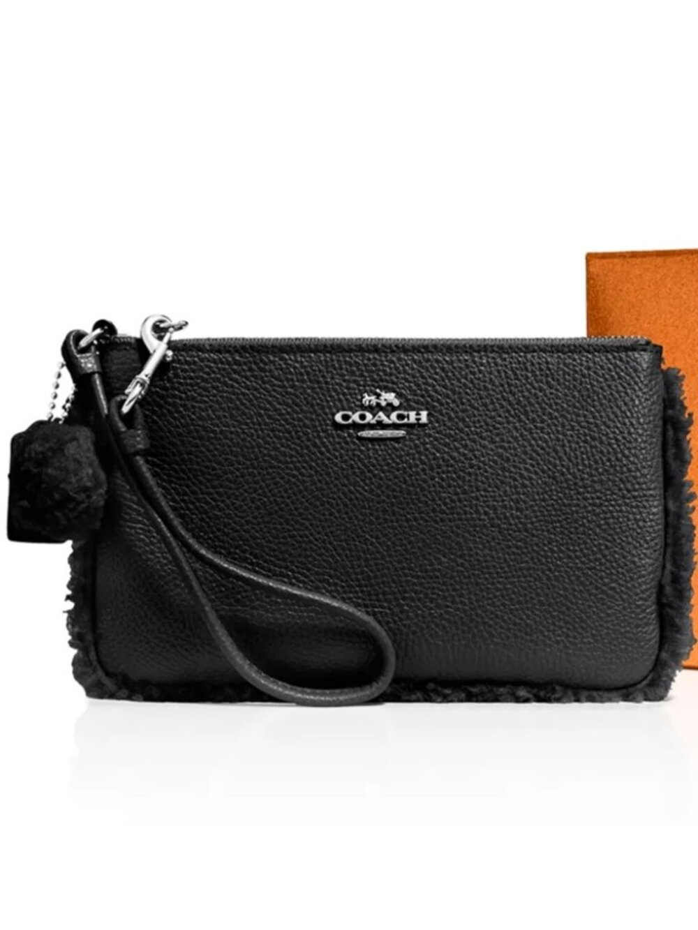 Coach Nolita Shearling Trim Wristlet